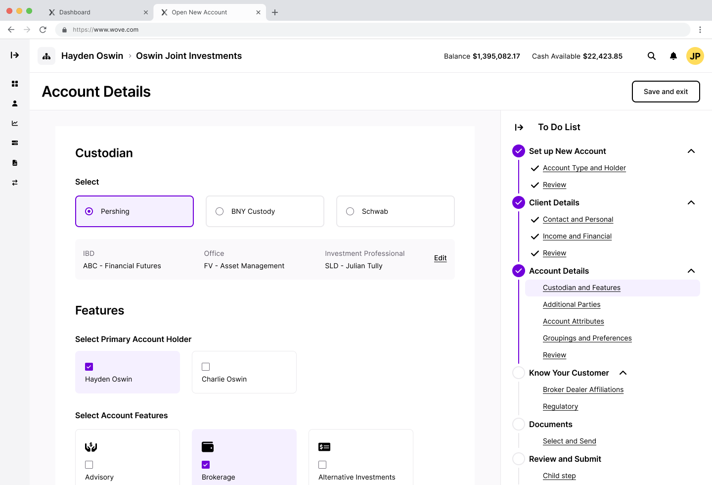 Final NAO To-Do List design in high fidelity showing the persistent navigation with completion status